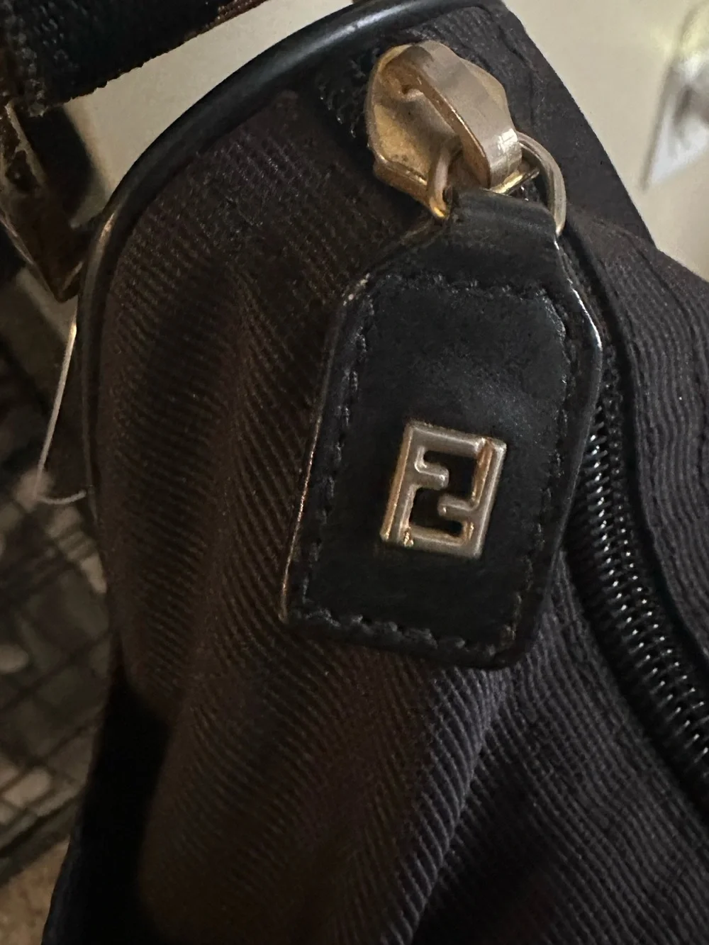 Vintage Fendi Roma 1925 Black Nylon Messenger Crossbody Bag